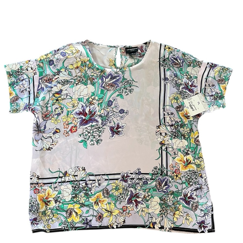 Liz Claiborne Floral Lightweight Short Sleeve Blouse Sz PL NWT